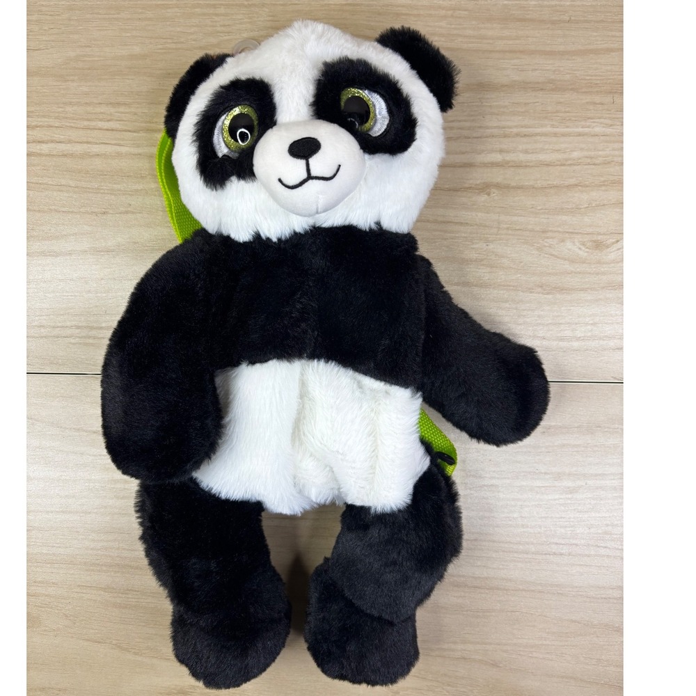 Panda Bear Critter Backpack Plush Bag Green Straps Rave Cosplay NEW